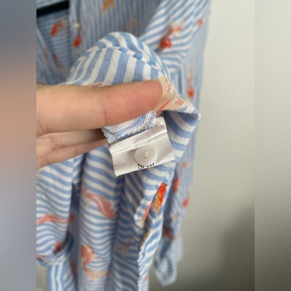 ZaraGoldfishNoveltyPrintStripedOversizedButtonDownBlouseTopLLarge - Picture 5 of 5